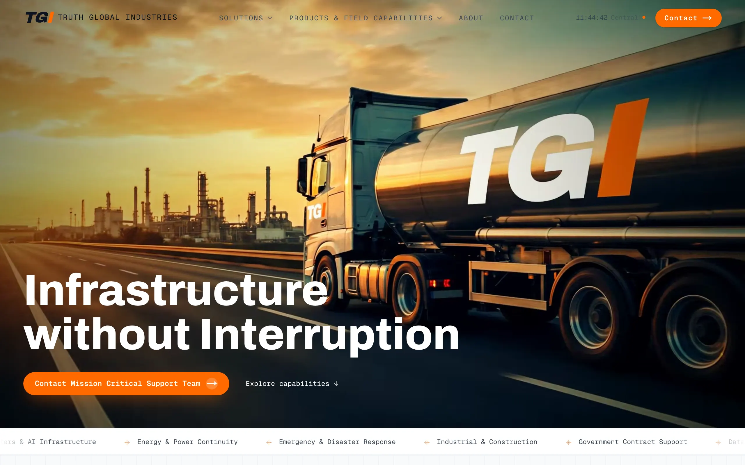 truthglobalind.com homepage at rest.