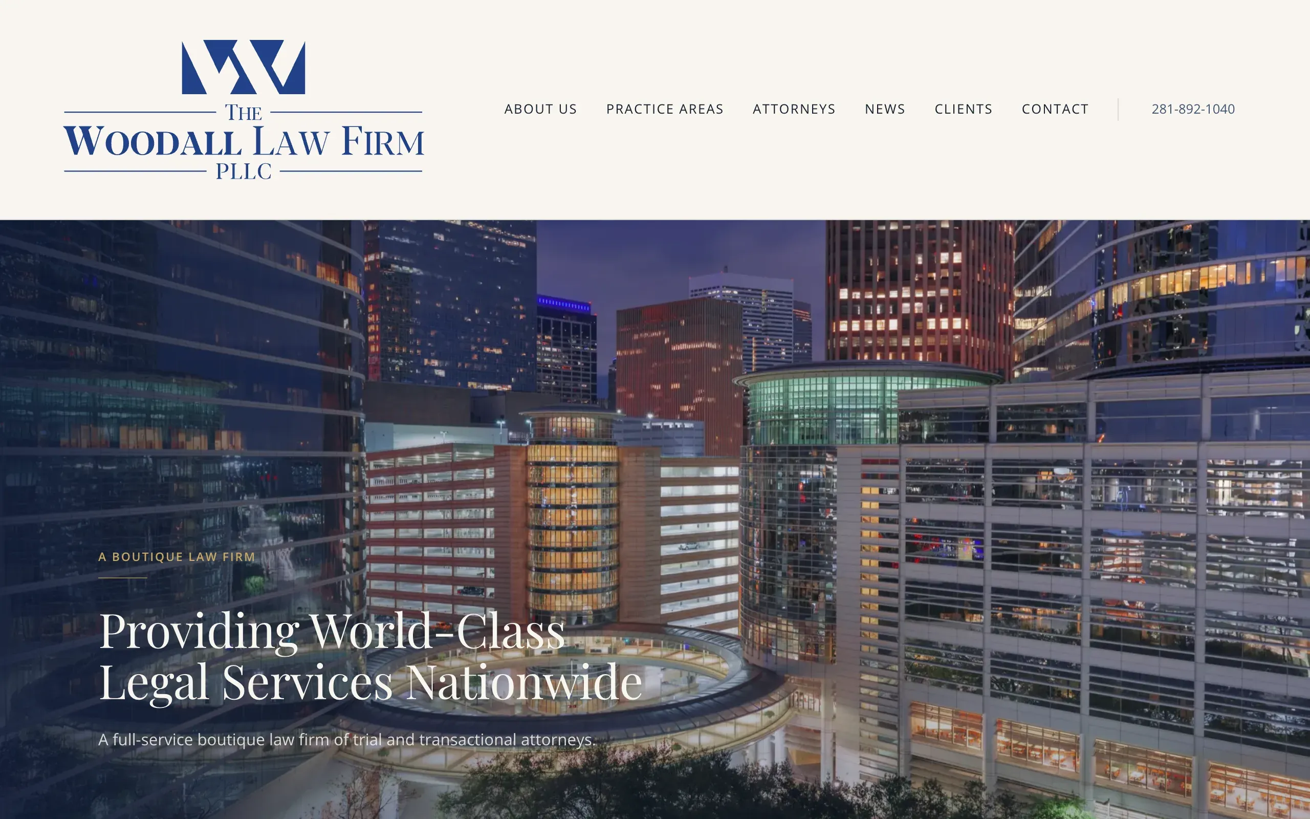 woodalllawfirm.com homepage at rest.